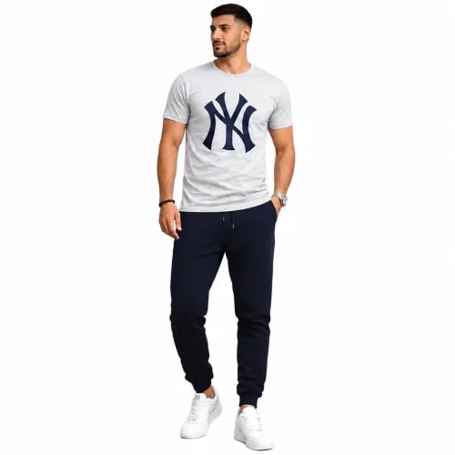 Gray T-shirt and navy pants 5688