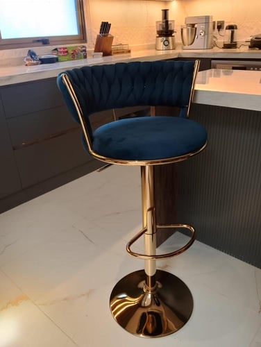 كرسي بار مخمل لون ازرق