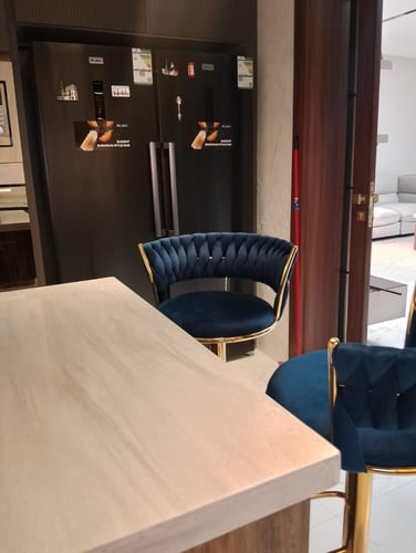 كرسي بار مخمل لون ازرق