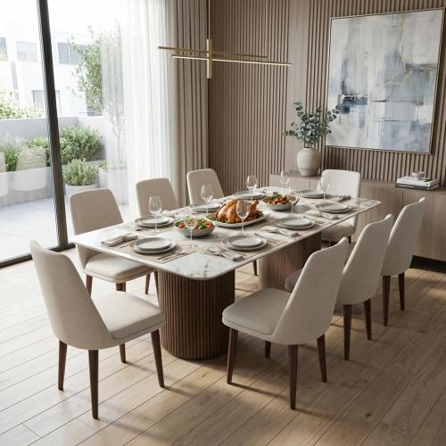 طقم طاولة طعام فاخر 8 كراسي بتصميم راقى