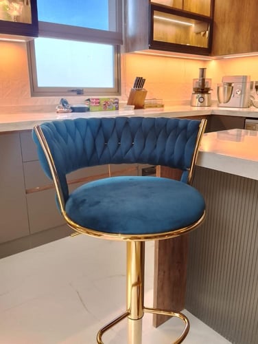 كرسي بار مخمل لون ازرق