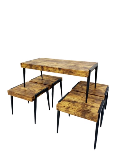 طقم طاولات خدمة 4+1 لون بني