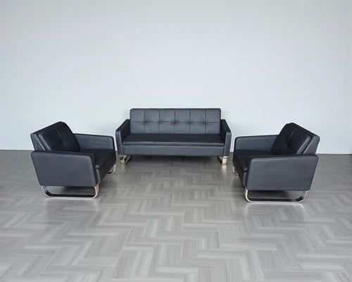 طقم كنب مكتبي جلد فاخر بتصميم عصري