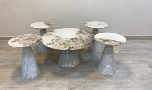 طقم طاولات خدمة 4+1 لون رمادي