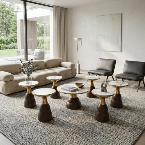 طقم طاولات خدمة سيراميك 6+1 بتصميم فاخر