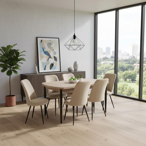 طاولة طعام أنيقة بـ 6 كراسي