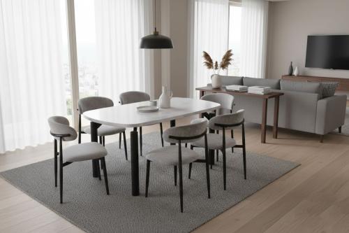 طقم طاولة طعام بديل رخام رمادي