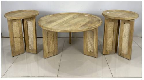 طقم طاولات خدمه هندي 2+1 خشب