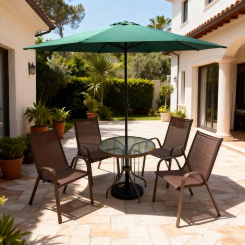 طقم طاولة وكراسي خارجية مع مظلة