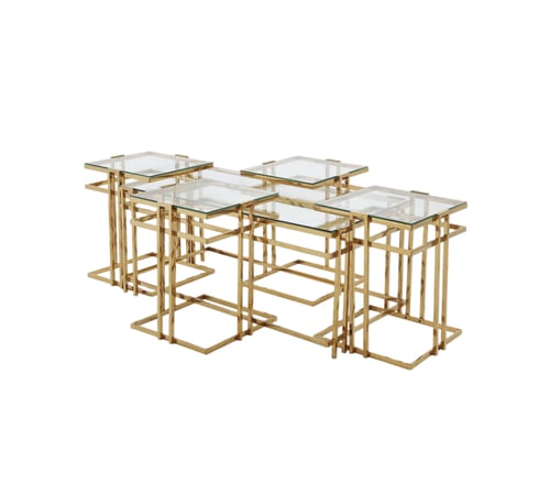 طقم طاولات قهوة استيل زجاج بتصميم عصري 4+1