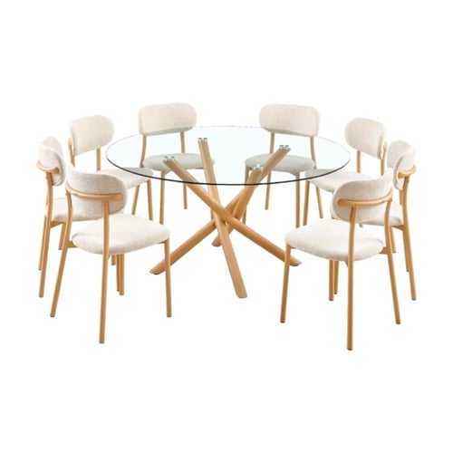 طقم طاولة طعام زجاجية بتصميم مميز