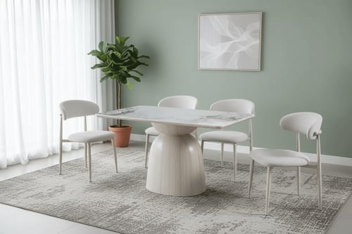 طاولات طعام سيراميك ابيض بمقاسات متعدده