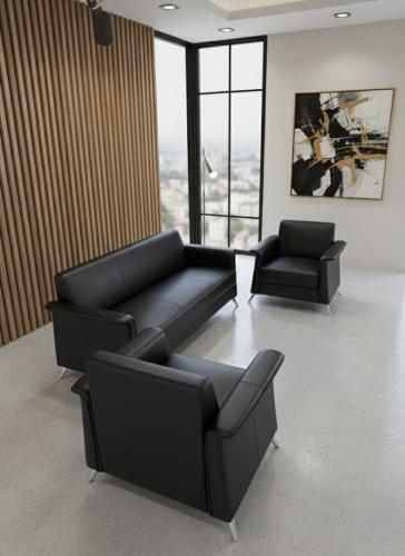 طقم كنب مكتبي جلد فاخر بتصميم احترافي