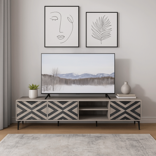 طاولة تلفاز فاخرة 200 سم بأربعة ألوان أنيقة