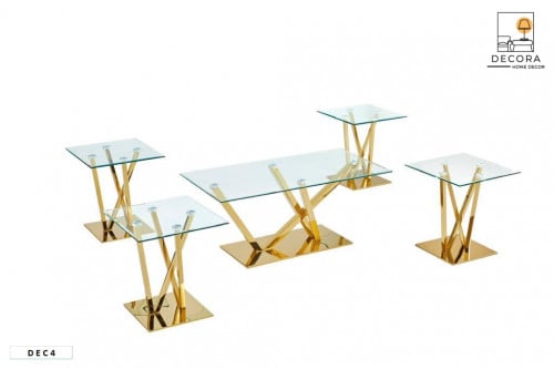 طقم ستيل زجاج 4+1 فضي