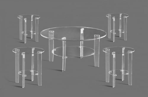 طقم شاي اكريلك دائري 4+1