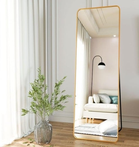 مرايه ستاند ضد الكسر مقاس 170*50 سم لون جولد