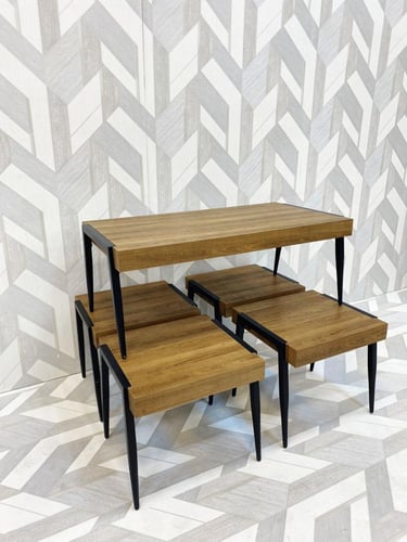 طقم طاولات خدمة 4+1 لون بني