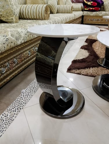 طقم طاولات خدمه استيل و سيراميك 4+1