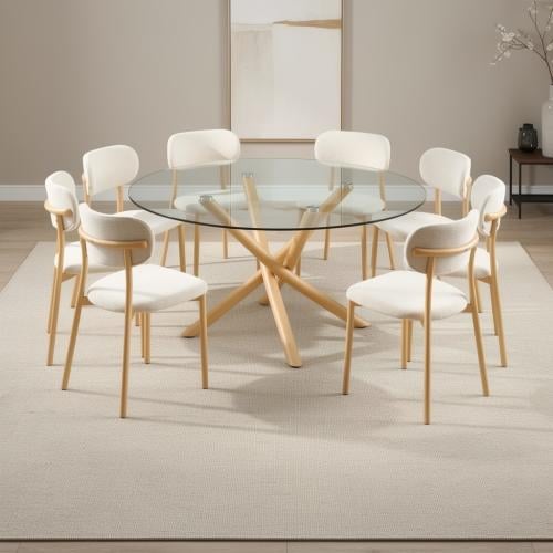 طقم طاولة طعام زجاجية بتصميم مميز