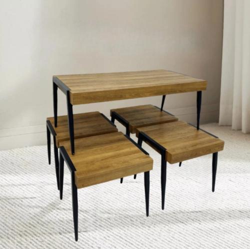 طقم طاولات خدمة 4+1 لون بني