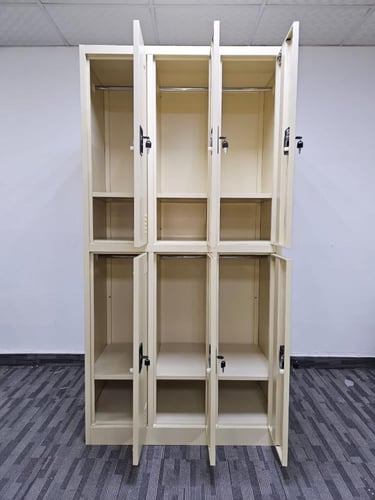 دولاب لوكـر حديد ٦ باب كبير لون بيج