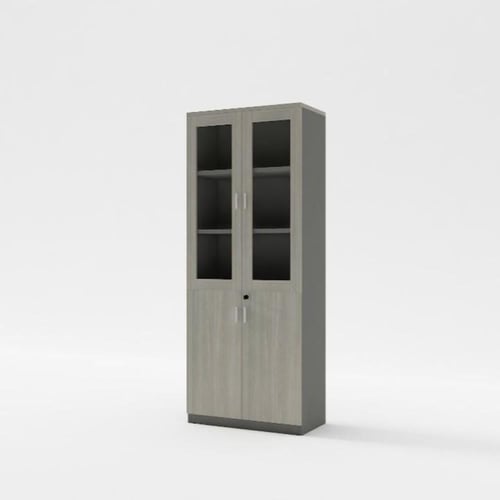 دولاب مكتبي بأبواب زجاجية وخشبية