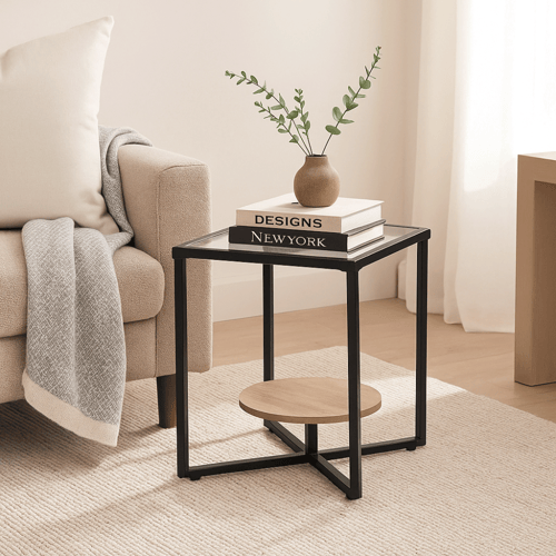 طاولة خدمة زجاجية مقاس 45*45 إرتفاع 52