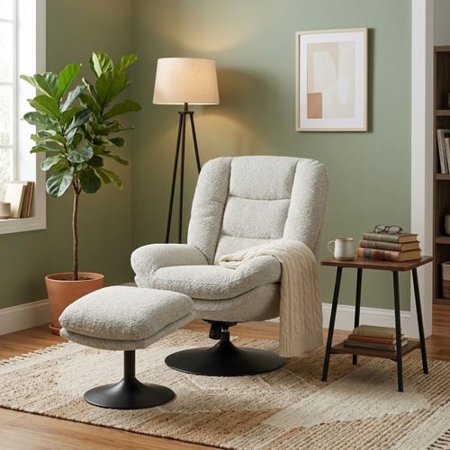 كرسي استرخاء مميز بتصميم فاخر ومسند قدم