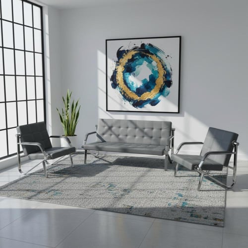 كنب مكتبي جلد 5اشخاص بشكل مميز