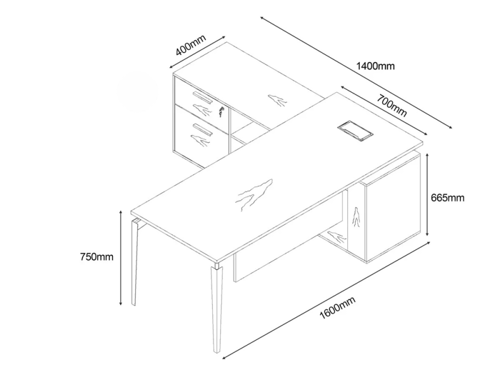 مكتب عمل إداري عصري وعملي مقاس 160 سم