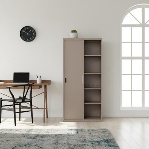 دولاب مكتبي أبواب منزلقة معدن وزجاج