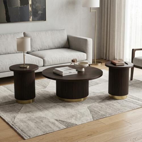 طقم طاولات خدمة هندي 2+1 خشب