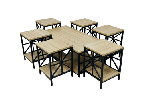 طقم طاولات قهوة أنيق بتصميم عصري 6+1