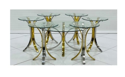 طقم طاولات خدمه استيل زجاج