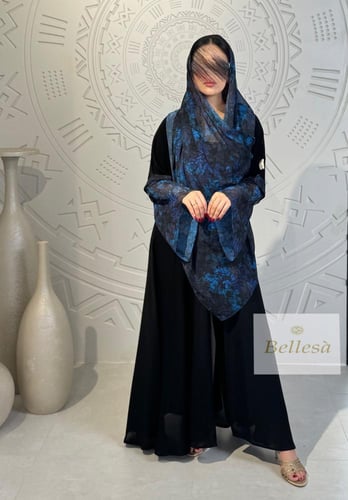 ملكي خفيف تدخيلات شيفون مشجر لون ازرق