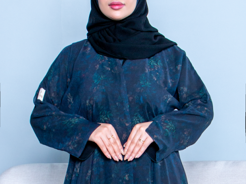 شيفون مبطن رسم طباعة لون زيتي عشبي