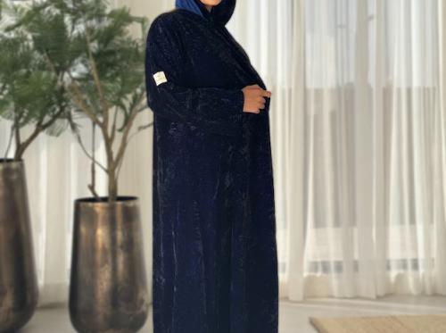 مخمل الشتاء خيطين اسود ونيلي غامق لون رقم 7