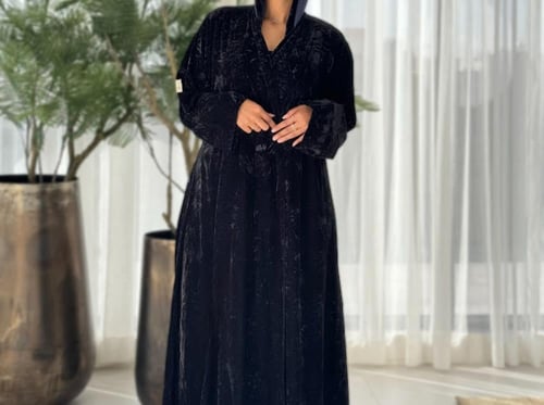 مخمل الشتاء خيطين اسود وكحلي غامق لون رقم 8