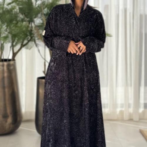 مخمل الشتاء خيطين اسود وبينك لون رقم ١