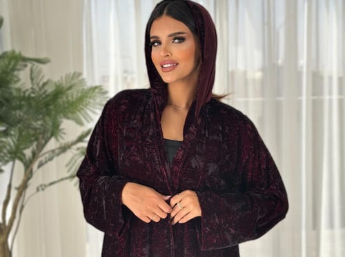 مخمل الشتاء خيطين اسود وبرغاندي لون رقم 3