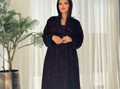 مخمل الشتاء خيطين اسود وبرغاندي لون رقم 3