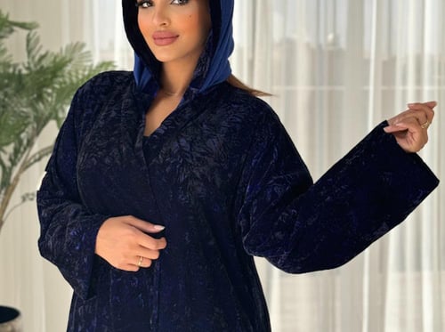 مخمل الشتاء خيطين اسود ونيلي غامق لون رقم 7