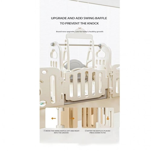 غرفة ألعاب أطفال 6 في 1 – قابلة للطي مع مرجيحة وزح...