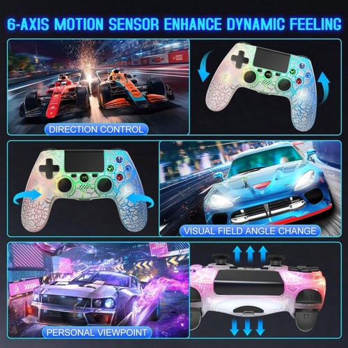 يد تحكم لاسلكية RGB بتصميم متشقق – متوافقة مع PS4/...
