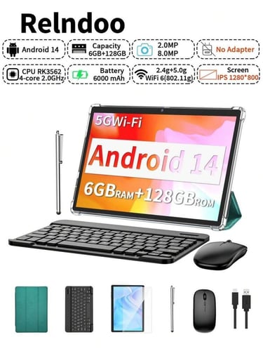 جهاز Relndoo اللوحي 10.1" مع كيبورد وماوس وقلم - 5...