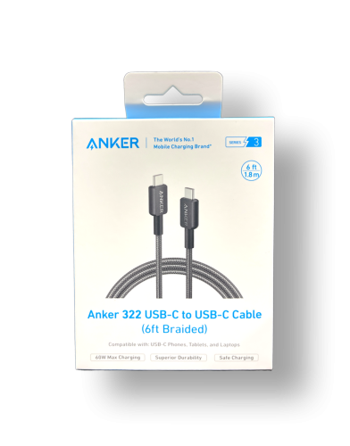 سلك شحن أنكر الاصلي قماش usb-c الى usb-c طول 1 متر