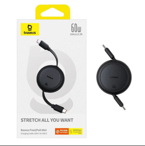 كيبل شحن تايب سي صغير قابل للسحب Type-C to Type-C...