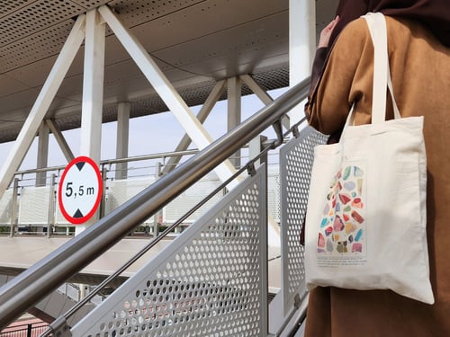 توت باق Tote bag من القطن بتصميم Stones (ملون)