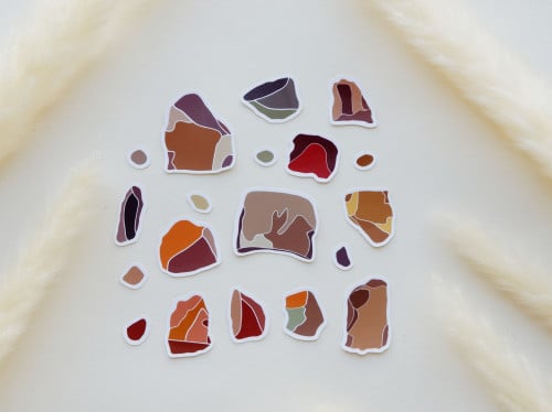 مجموعة ملصقات بتصميم احجار (بني)